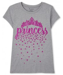 Childrens Place Grey Princess Graphic Tee